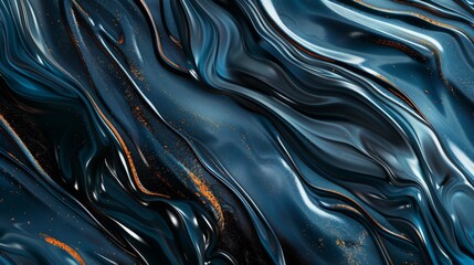 A vibrant abstract composition featuring swirls of blue and gold colors entwined in a dynamic pattern.