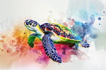 ai tartaruga marina multicolore acquerello 01