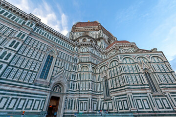 The famous Duomo (Cathedral) of Florence, Italy, a masterpiece of gothic style, completed in 1436, with beautiful decoration and the magnificent dome by Filippo Brunelleschi.