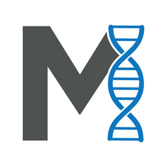Initial Dna Logo combine with letter M vector template