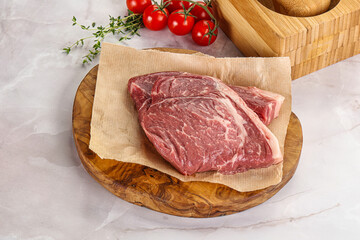 Uncooked raw beef steak for grill