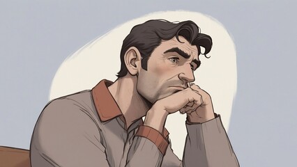 A thinking man with his hands on his chin