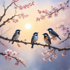 The Art of Spring: Birds & Blossoms Illustrations