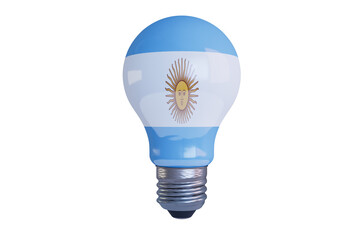Innovative Spirit: Lightbulb with Argentinian Flag Colors and Sun Emblem