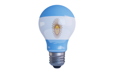 Innovative Spirit: Lightbulb with Argentinian Flag Colors and Sun Emblem