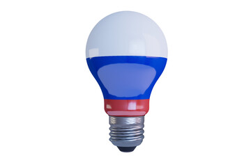 Artistic Lightbulb with Russian Flag Design Isolated on Black Background
