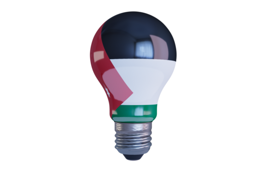 Luminous Beacon of Hope: A Lightbulb Adorned with the Palestinian Flag Colors