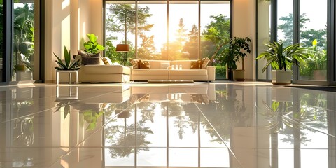 Tips for maintaining a spotless floor with effective cleaning and maintenance. Concept Floor cleaning, Regular maintenance, Proper tools, Cleaning solutions, Protective measures - obrazy, fototapety, plakaty