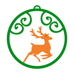 Vector, cute deer in circle graphic on white background