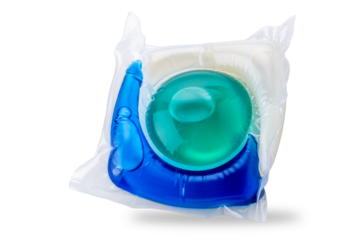 Washing gel capsule pod with laundry detergent isolated
