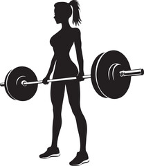 Gym Woman Silhouette Barbell Weights vector illustration 