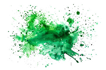 Fototapeta na wymiar Green watercolor blob splatter on white background.