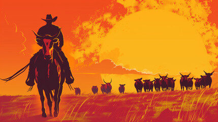 Cattle Drive Sunrise