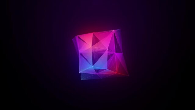 abstract plexus 3d geometric colourful animation on black background