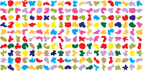 Blob shape organic, vector illustration set. Collection from abstract forms for design and paint. Liquid silhouette drop in modern style. Basic stains isolated elements on white background