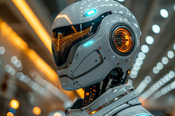 Fototapeta premium In a futuristic space mission, a sci-fi robot explores the cosmos.