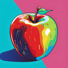 Apple colorful pop art style,generative ai