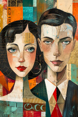 Abstrakte Illustration: Das malerische Porträt von Mann und Frau. KI generiert. - 759964760
