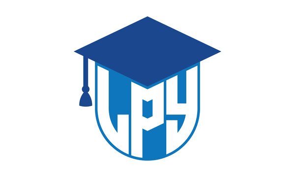 LPY initial letter academic logo design vector template. school college logo, university logo, graduation cap logo, institute logo, educational logo, library logo, teaching logo, book shop, varsity	
