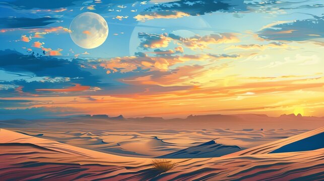 a painting of a desert landscape