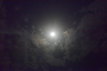 cielo nocturno con luna llena - obrazy, fototapety, plakaty