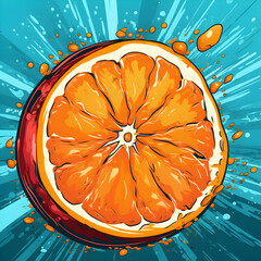 Orange in colorful popart style, generative ai