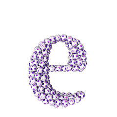 Symbols made from purple soccer balls. letter e