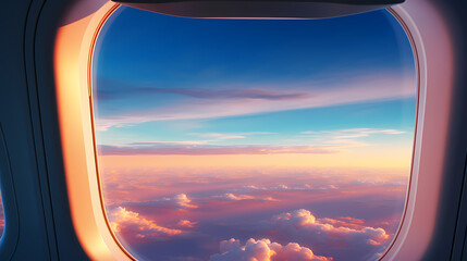 Sky seen from airplane window - obrazy, fototapety, plakaty