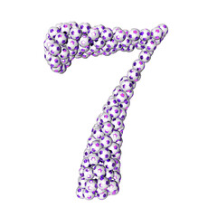 Symbols made from purple soccer balls. number 7