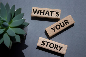 What is your story symbol. Concept words What is your story on wooden blocks. Beautiful grey...