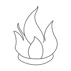 Continuous line drawing of fire Flame linear icon Vector illustration