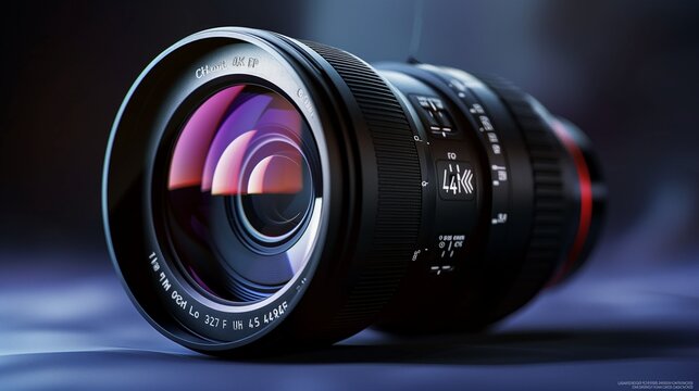 A Hyper-Realistic Showcase of a 4K Video Camera Lens Under Ideal Lighting Conditions - This prompt imagines an ultra-realistic image that brings to life the exceptional quality
