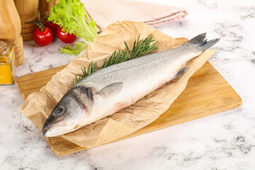 Raw seabass fish for cooking