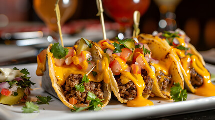 delicious  cheese tacos close up professional food photography