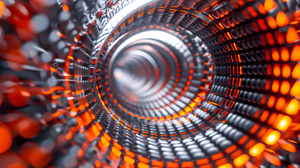 Obraz premium Spiral metallic tunnel, abstract technology and energy concept
