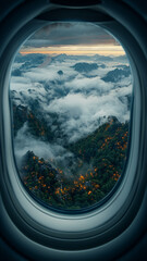 Naklejka premium Nighttime vista: mountains, clouds.generative ai