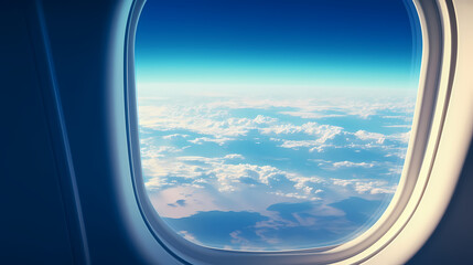 Admire the peaceful cloudscape through the airplane window