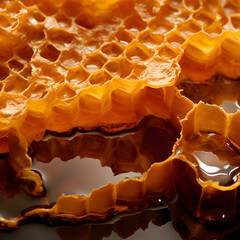 Sweet and sticky honey dripping from a honeycomb Generative AI,