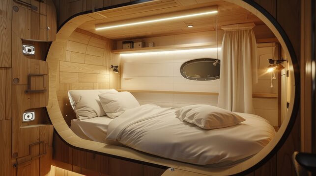 futuristic Bed space capsule hotel 
