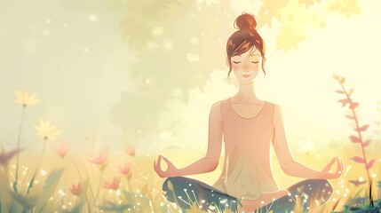 A yoga pose illustration. Showing calmness in the environment.