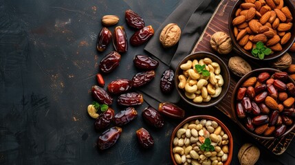 top view dates and nuts arrangement 