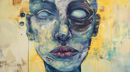 Fototapeta premium Surreal head representing mental health problem.