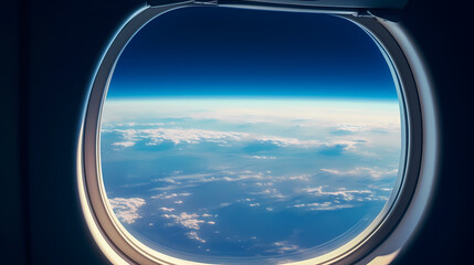 Admire the peaceful cloudscape through the airplane window