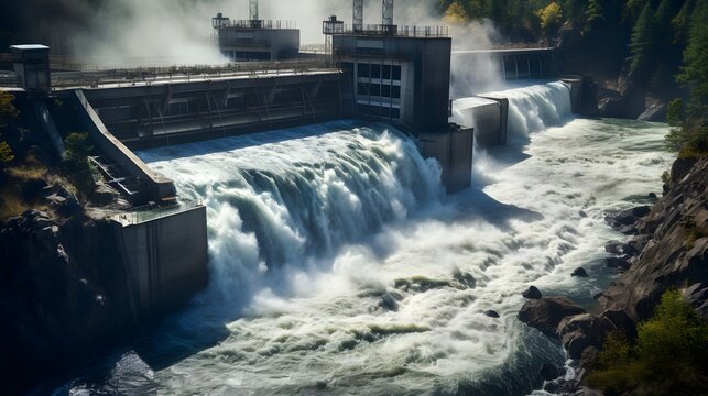 Hydroelectric power dam on a river