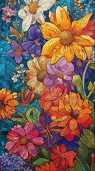 Fototapeta na wymiar AI sfondo con fiori multicolori 05