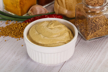 Dijon mustard sauce in the bowl