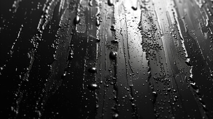 The image is a close up of a wet surface with water droplets on it