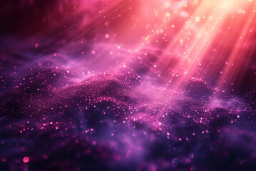 Fototapeta premium Bright pink and purple background with a lot of sparkles and rays of light