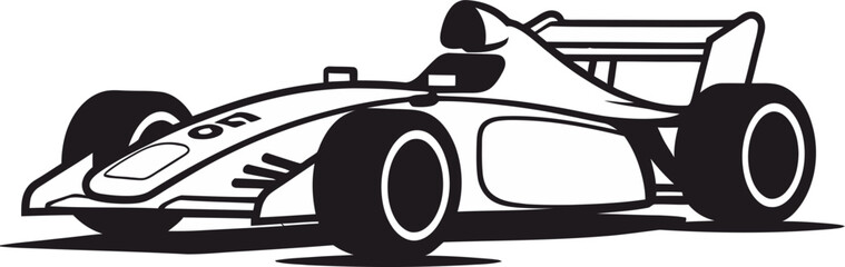 Formula Car Vector Illustration Racing on a Wet Track