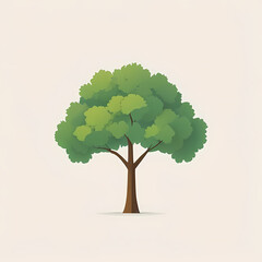 Minimalist isolated clip art illustration of a green tree on white background